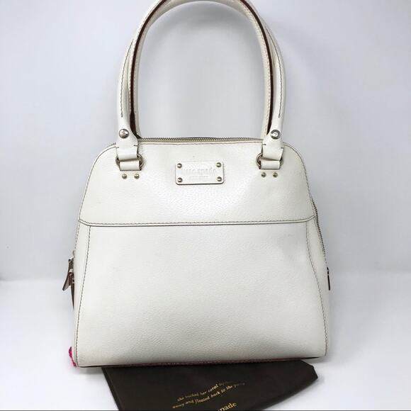 Kate Spade Cream Wellesley Structured Shoulder Bag Zip Top Leather Polka Dot - Picture 1 of 8